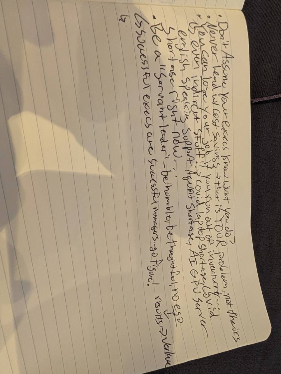 Alex's handwritten CPO keynote notes